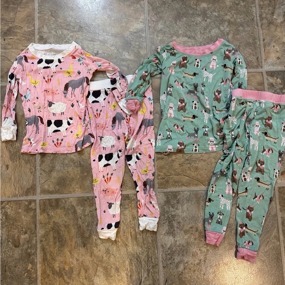 Little Sleepies Pink and Green Kids Matching Sets